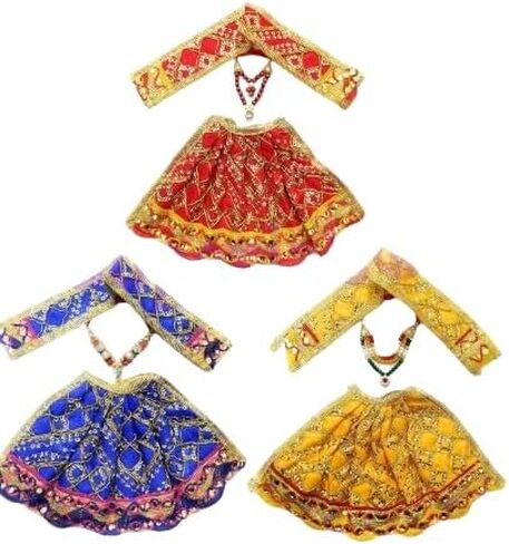 فستان MATA Rani، فستان Churni / patka وLehenga مع Mala Shringer لـ Goddess Durga/Lakshmi/Saraswati / Parvati (مقاس 2) (عبوة من 3)، SDDTTTG777 in Saudi Arabia