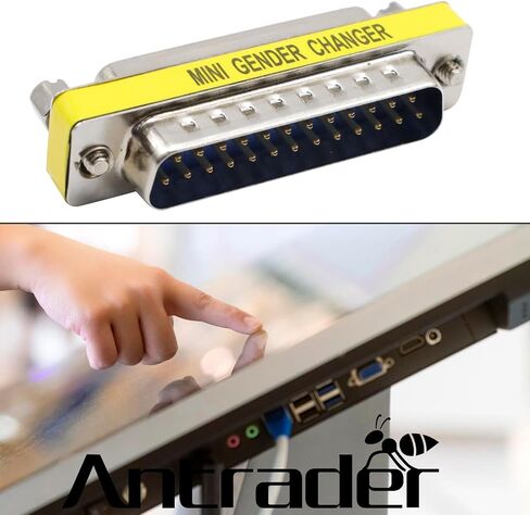 Antrader 25Pin VGA SVGA KVM Male to Female Mini Gender Changer Coupler 4Pcs | M/F DB25 Cable Converter Parallel DSUB Connector for PC in Kuwait