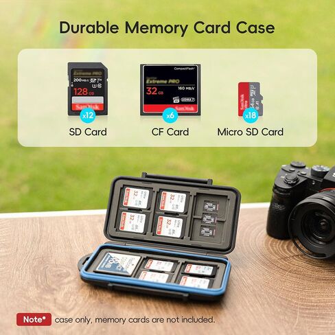 JJC CF حافظة بطاقات SD حافظة بطاقات Micro SD حافظة بطاقات TF حافظة بطاقات CF حامل بطاقات SD حامل بطاقات Micro SD حامل بطاقات TF لـ 6 CF و12 SD و18 بطاقة Micro SD، مقاومة للماء والصدمات in Kuwait