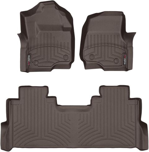 WeatherTech Custom Fit FloorLiners for Ford Super Duty (Crew Cab, Bench Seats) W/Fold Flat Storage - 1st & 2nd Row (441012-1-3), Black in Kuwait
