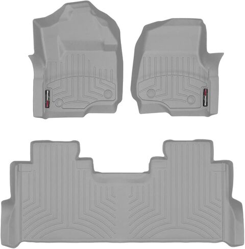 WeatherTech Custom Fit FloorLiners for Ford Super Duty (Crew Cab, Bench Seats) W/Fold Flat Storage - 1st & 2nd Row (441012-1-3), Black in Kuwait