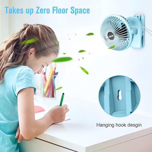 HONYIN 720° Rotation Small Desk & Clip on Fan with Sturdy Clamp, 3 Speeds, Quiet Little Personal Cooling Fan by USB Plug In, for Bedroom Office Desktop Treadmill in Kuwait