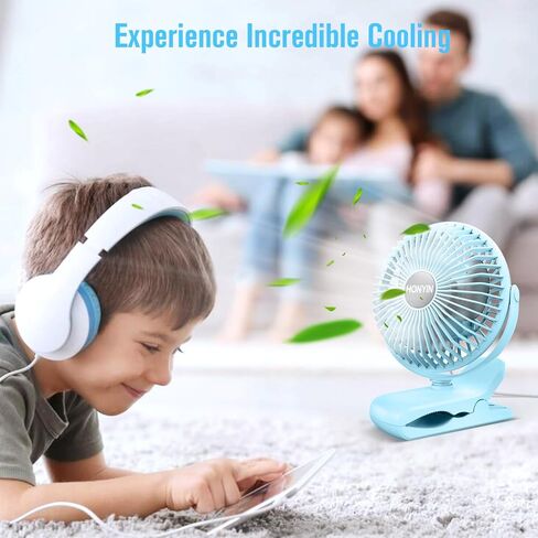 HONYIN 720° Rotation Small Desk & Clip on Fan with Sturdy Clamp, 3 Speeds, Quiet Little Personal Cooling Fan by USB Plug In, for Bedroom Office Desktop Treadmill in Kuwait