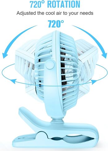 HONYIN 720° Rotation Small Desk & Clip on Fan with Sturdy Clamp, 3 Speeds, Quiet Little Personal Cooling Fan by USB Plug In, for Bedroom Office Desktop Treadmill in Kuwait