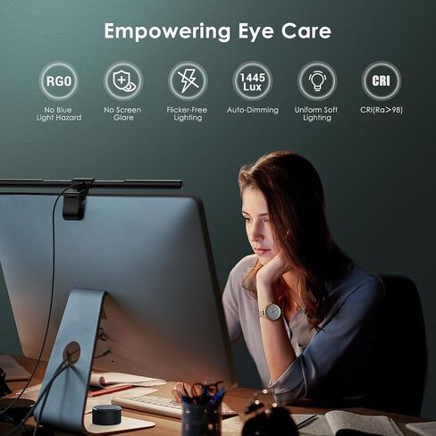 Quntis Computer Monitor Lamp, Screen Monitor Light Bar for Eye Caring, USB Reading LED Task Lamp with Auto-Dimming, Dimmable Light Bar, Touch Control, No Glare Space Saving Home Office Desk Lamps in Kuwait
