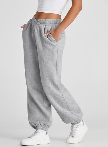 Herseas Women's V Crossover Waist Sweatpants Baggy Y2K Jogger Pants Wide Leg Fleeced Lounge Pants in Saudi Arabia