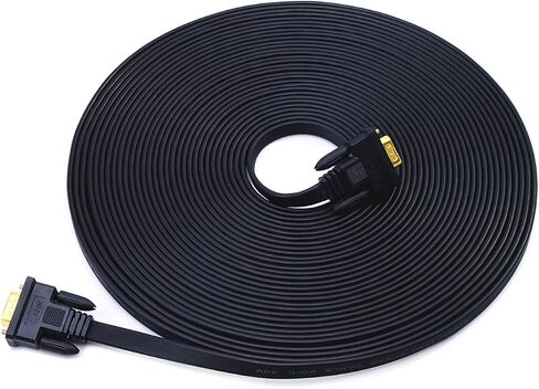 DTECH Flat Thin Extra Long VGA Cable 100 ft 15 Pin Male to Male Computer Monitor Cord HD15 Connector 1080p High Resolution (31 Meter, Black) in Kuwait