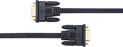 DTech 25ft رقيقة جدا نوع مسطح شاشة الكمبيوتر VGA كابل قياسي 15 دبوس ذكر إلى ذكر موصل SVGA سلك 25 قدم - أسود in Kuwait