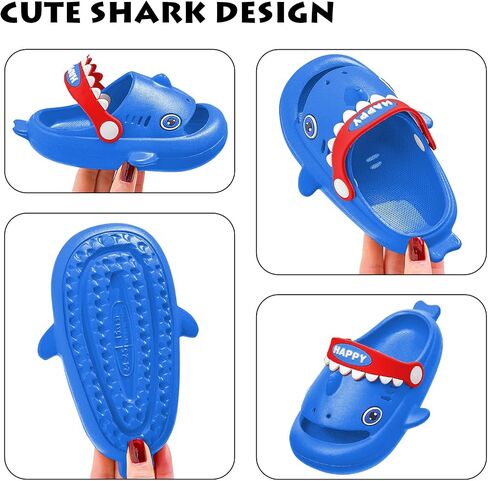 TWYNT Kids Sandals - Comfort Clogs Shoes for Children - Cute & Lightweight Outdoor Slides with Backstrap - Perfect Summer Pool & Beach Outdoor Slippers, Blue in Saudi Arabia