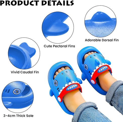 TWYNT Kids Sandals - Comfort Clogs Shoes for Children - Cute & Lightweight Outdoor Slides with Backstrap - Perfect Summer Pool & Beach Outdoor Slippers, Blue in Saudi Arabia