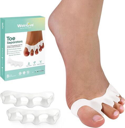 Welnove Toe Separator Bunion Corrector - 8 Pcs Gel Toe Straightener to Restore Hammertoes to Their Original Shape for Women Men, Toe Spacers for Gifts (Deep Red) in Saudi Arabia