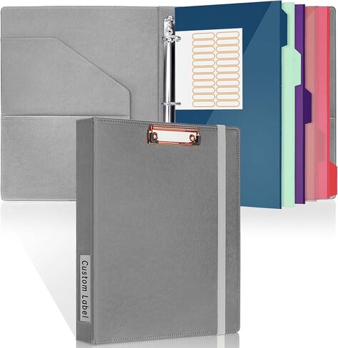 Antner بو الجلود 3 حلقة الموثق مع الحافظة، 1 بوصة منظم الموثق الحافظة للورق حجم الرسالة، 5 مجلدات مقسمة مع 10 جيوب، غلاف مقوى حلقة الموثق الدائري للمدرسة مكتب المنزل in Kuwait