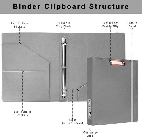 Antner بو الجلود 3 حلقة الموثق مع الحافظة، 1 بوصة منظم الموثق الحافظة للورق حجم الرسالة، 5 مجلدات مقسمة مع 10 جيوب، غلاف مقوى حلقة الموثق الدائري للمدرسة مكتب المنزل in Kuwait