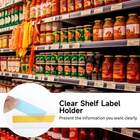 25 Pcs Shelf Label Strips, 47 x 1.25 Inches Self Adhesive Label Holders, Shelf Price Tag Holder, Clear Plastic Label Holders, Shelf Label Clips for Metal Wood Plastic Shelf in Saudi Arabia