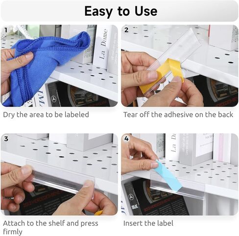 25 Pcs Shelf Label Strips, 47 x 1.25 Inches Self Adhesive Label Holders, Shelf Price Tag Holder, Clear Plastic Label Holders, Shelf Label Clips for Metal Wood Plastic Shelf in Saudi Arabia