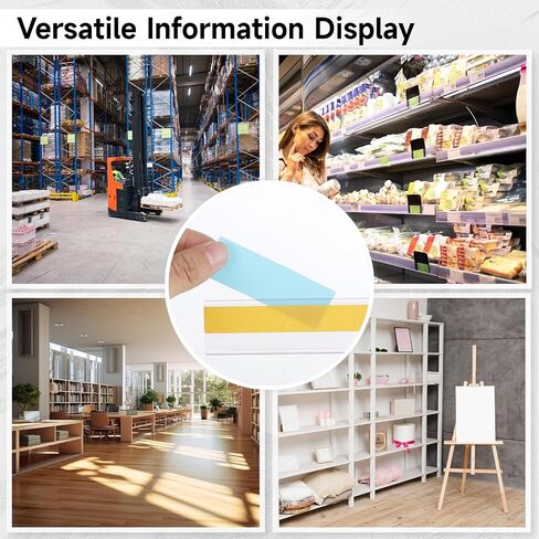 25 Pcs Shelf Label Strips, 47 x 1.25 Inches Self Adhesive Label Holders, Shelf Price Tag Holder, Clear Plastic Label Holders, Shelf Label Clips for Metal Wood Plastic Shelf in Saudi Arabia
