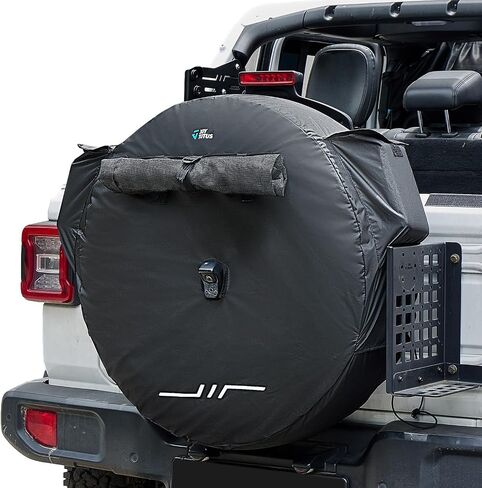 غطاء إطار احتياطي من JOYTUTUS مع فتحة كاميرا متوافق مع Wrangler JK JL، غطاء عجلة احتياطية مع كيس قمامة، غطاء إطار مقاوم للرياح والغبار لـ (17 بوصة للقطر 30"-33") in Saudi Arabia