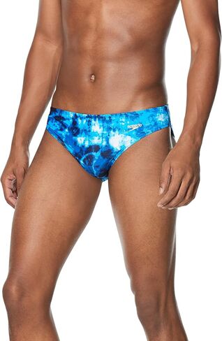 Speedo Men's Standard Swimsuit Brief Creora Highclo Printed, Tie Dye Ibiza Blue, 36 in Saudi Arabia