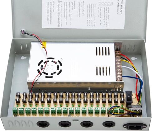 18 Channel Port 12V DC 20 Amp Amper with Glass Tube Fuse Distributed Power Supply Box for CCTV DVR Security System and Camera or Cameras in Kuwait