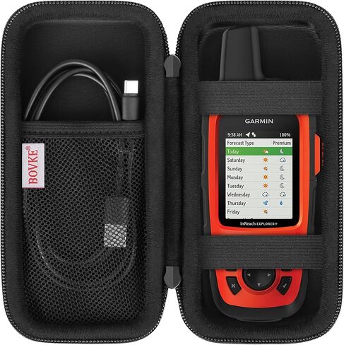 حقيبة حمل BOVKE لجهاز Garmin GPSMAP 64sx/66i/67/67i/66sr/66s/65s/78sc، Garmin inReach Explorer+ جهاز GPS محمول للمشي لمسافات طويلة وجهاز اتصال عبر الأقمار الصناعية، حقيبة شبكية تناسب كابل USB وملحقاته، أسود in Kuwait