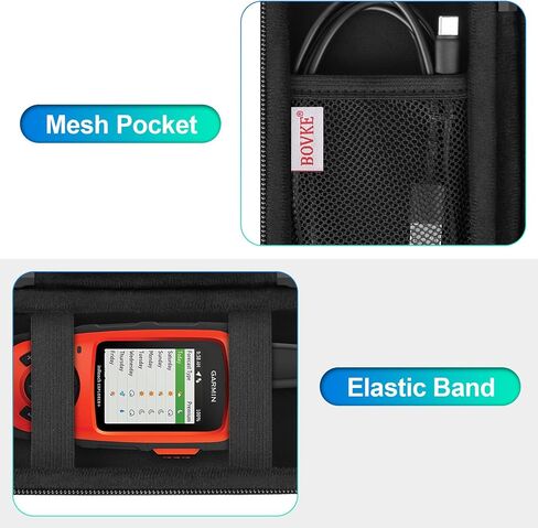 حقيبة حمل BOVKE لجهاز Garmin GPSMAP 64sx/66i/67/67i/66sr/66s/65s/78sc، Garmin inReach Explorer+ جهاز GPS محمول للمشي لمسافات طويلة وجهاز اتصال عبر الأقمار الصناعية، حقيبة شبكية تناسب كابل USB وملحقاته، أسود in Kuwait