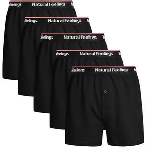 Natural Feelings Mens Underwear Boxer Soft Cotton Knit Mens Boxer Shorts Underwear Mens 5-Pack S-XXL