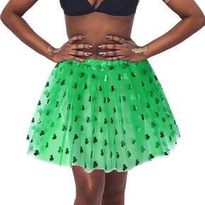 St. Patrick’s Day Tutu Skirt Shamrock Clover Tulle Skirts Irish Saint Patrick’s Day Costume Accessories for Women