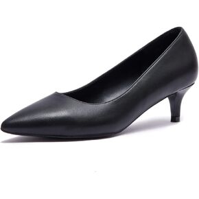 GENSHUO Womens Kitten Heels,Classic 2 Inch Low Heel Pumps Slip On Closed Pointed Toe Pumps Office Work Dress Heeled Pump Shoes