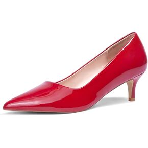 GENSHUO Womens Kitten Heels,Classic 2 Inch Low Heel Pumps Slip On Closed Pointed Toe Pumps Office Work Dress Heeled Pump Shoes