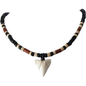 Genuine Mako Shark Tooth Beads Surfer Necklace for Men Women Boy Girl a Handmade Boho Bohemian Jewelry GA390-N