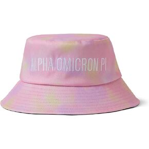 Sorority Shop Alpha Omicron Pi Hat - Pink Tie Dye Aesthetic Bucket Hat with Greek Letters Embroidery, Sorority Hat