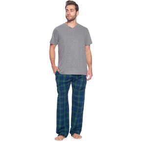 Ashford & Brooks Men’s Sleepwear & Loungewear Pajamas Set | Woven Plaid PJ Pants & Short Sleeve Jersey Shirt