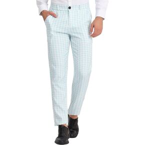 Lars Amadeus Men's Casual Geometric Printed Color Block Flat Front Dress Pants