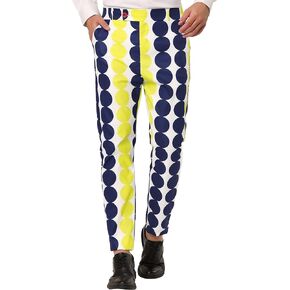 Lars Amadeus Men's Casual Geometric Printed Color Block Flat Front Dress Pants