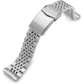 22mm Goma BOR Watch Band compatible with Seiko new Turtles SRP777, 2-Tone Brushed and Polished