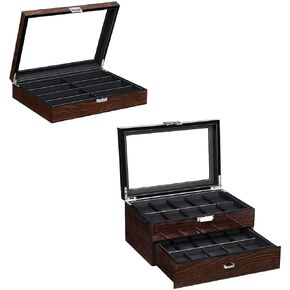 BEWISHOME Watch Box 20 Slots Watch Case for Men &Sunglasses Organizer, 8 Slot Sunglasses Case for Men,Bundle