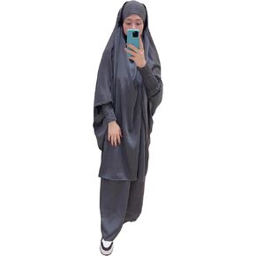 Muslim Women Abaya Two Pieces Set Prayer Dress Elasticated Sleeves Islamic Robe Modest Full Cover Prayer Clothes in Kuwait
