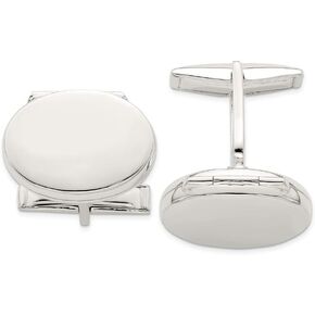 Solid 925 Sterling Silver Men's Oval Locket Cufflinks