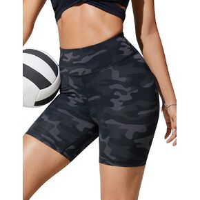 CRZ YOGA Women's Swim Shorts 5'' High Waisted Board Shorts Athletic Swimwear Bikini Bottoms Swimsuit
