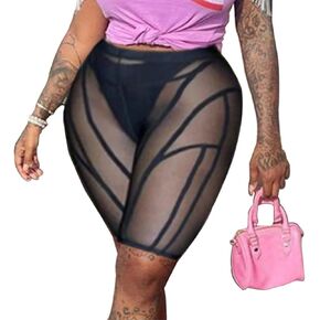 Azhong المرأة جوارب مثيرة شبكة السراويل انظر من خلال طماق قصيرة ملابس السباحة عالية الخصر Bodycon منظور سراويل قصيرة in Kuwait