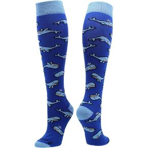 MadSportsStuff Happy Blue Whales Athletic Over the Calf Socks