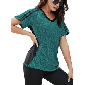 HOCOSIT Women's Workout Shirts Fast Dry Active Wear Yoga Top Sweat Wcking Clothes