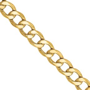 10k Yellow Gold 3.35mm Semi-Solid Curb Link Chain -16.0" 18.0" 20.0" 22.0" 24.0" 26.0"