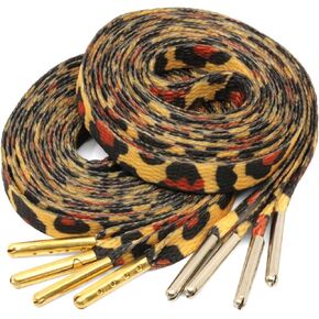 YJRVFINE Thin 3/8" Wide Flat Shoelaces Print Strings with Metal Tips[2 Pair]