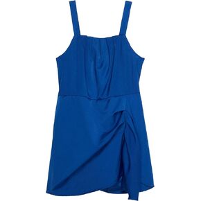 Girl's Gathered Mock Wrap Romper (Big Kids) Blue 10 (Big Kid)