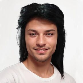Mullet Wigs for Men 80s Costumes Fancy Party Adult Funny Wigs for Men（Black）