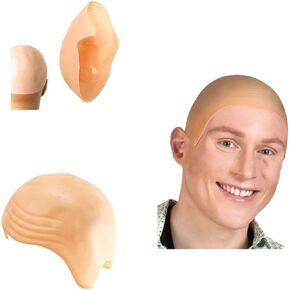 Thick Bald Skin Head Hairless Fake Skull Wig Cap Fancy Dress Costume Cosplay Hat For Men Ladies Halloween Party