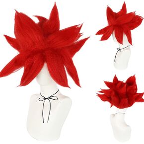 BESTBEL Goku Wig for Kids Adults Red Spiky Wig Super Saiyan Wig Short Wavy Hair for Boys Men Cosplay Layered Synthetic Wig for Anime Csotume Halloween Party Cosplay Wig