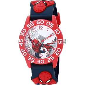 Marvel Spider-Man Boys' Red Plastic Time Teacher Watch, Spider-Man 3D Strap, WMA000409