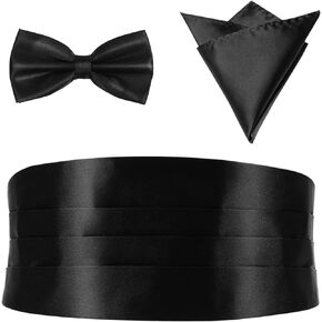 3 Pcs Formal Accessory Set with Bow Tie Mens Cummerbund Bow Tie Set